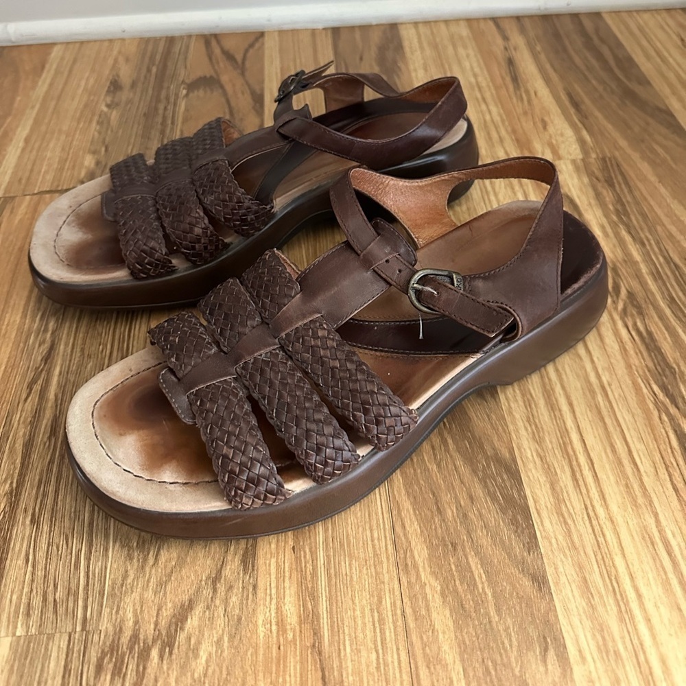 Dansko Womens Eu 42 Us 11.5 Brown Braided Leather Fisherman Sandals Clogs Brazil